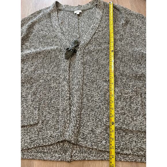 J Jill Kimono-Style Front Tie Closure Green Marl Cotton Cardigan Sweater Sz L - Picture 3 of 8